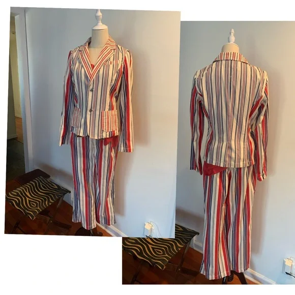 Rare vintage Tommy Hilfiger striped jacket & matching pants - Picture 1 of 9